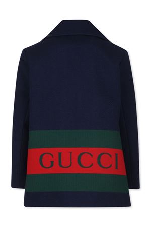 cappotto in lana blu GUCCI KIDS | 784498XWA154804